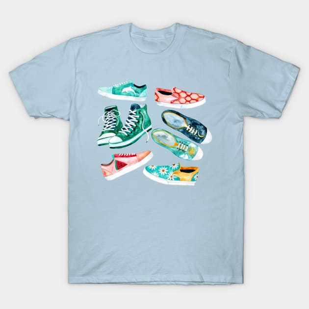 Sole-Mates - Watercolour Shoes T-Shirt by tangerinetane